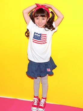 「アメリカン」｜ANAP KIDS Officialさん（キッズ・110cm）の春コーディネート