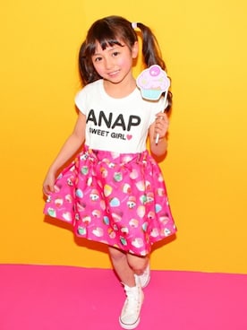 「アイテム（ワンピース/ドレス）」を使った、ANAP KIDS Officialさん（キッズ・110cm）の春コーディネート