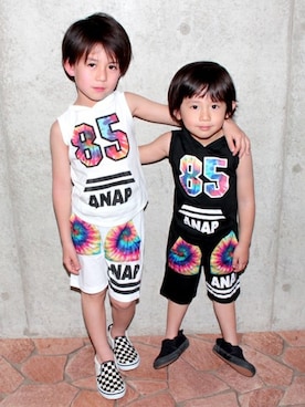 「アイテム（パーカー）」を使った、ANAP KIDS Officialさん（キッズ・110cm）の春コーディネート