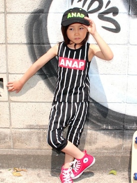「アイテム（タンクトップ）」を使った、ANAP KIDS Officialさん（キッズ・110cm）の春コーディネート