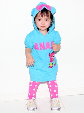 「リップ」｜ANAP KIDS Officialさん（キッズ・110cm）の春コーディネート