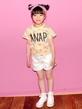 「アイテム（Tシャツ/カットソー）」を使った、ANAP KIDS Officialさん（キッズ・110cm）の春コーディネート
