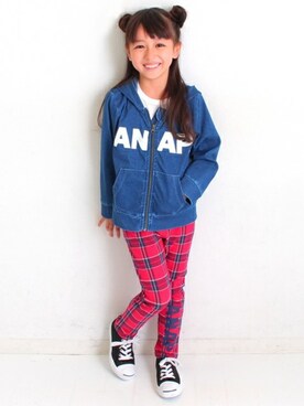 「アイテム（パーカー）」を使った、ANAP KIDS Officialさん（キッズ・110cm）の秋コーディネート