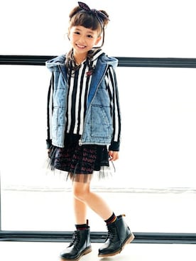 「アイテム（ダウンベスト）」を使った、ANAP KIDS Officialさん（キッズ・110cm）の秋コーディネート