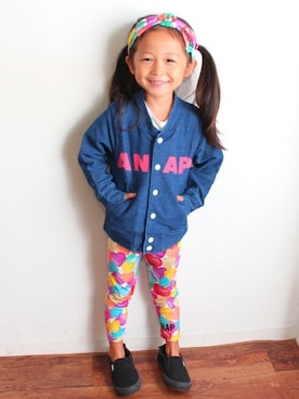 「アイテム（デニムジャケット）」を使った、ANAP KIDS Officialさん（キッズ・110cm）の秋コーディネート