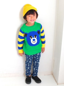 「アイテム（ニット/セーター）」を使った、ANAP KIDS Officialさん（キッズ・110cm）の秋コーディネート