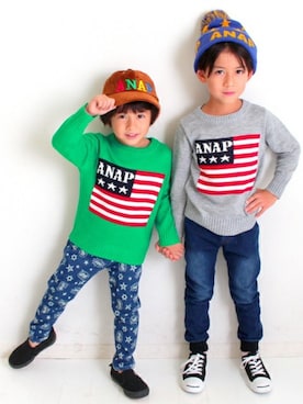 「アイテム（ニット/セーター）」を使った、ANAP KIDS Officialさん（キッズ・110cm）の秋コーディネート