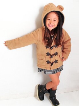 「アイテム（ダッフルコート）」を使った、ANAP KIDS Officialさん（キッズ・110cm）の秋コーディネート
