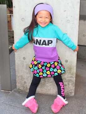 「アイテム（パーカー）」を使った、ANAP KIDS Officialさん（キッズ・110cm）の秋コーディネート