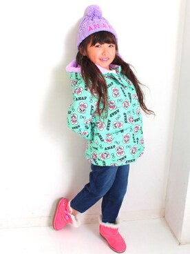 「中綿」｜「アイテム（その他アウター）」を使った、ANAP KIDS Officialさん（キッズ・110cm）の秋コーディネート
