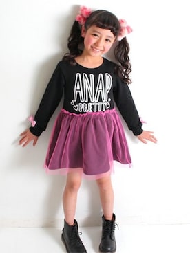 「アイテム（ワンピース/ドレス）」を使った、ANAP KIDS Officialさん（キッズ・110cm）の冬コーディネート