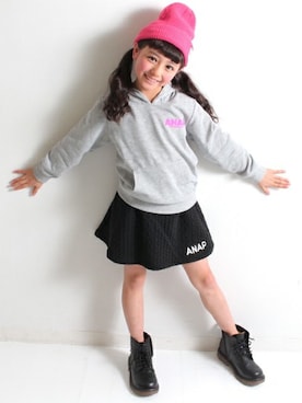 「アイテム（パーカー）」を使った、ANAP KIDS Officialさん（キッズ・110cm）の冬コーディネート