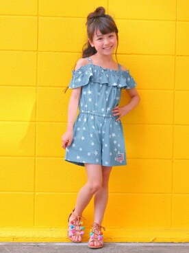 「アイテム（サロペット/オーバーオール）」を使った、ANAP KIDS Officialさん（キッズ・110cm）の夏コーディネート