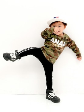 「アイテム（レッグウェア）」を使った、ANAP KIDS Officialさん（キッズ・110cm）の秋コーディネート