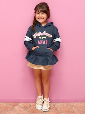 「アイテム（チュニック）」を使った、ANAP KIDS Officialさん（キッズ・110cm）の秋コーディネート