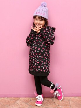 「アイテム（レギンス/スパッツ）」を使った、ANAP KIDS Officialさん（キッズ・110cm）の秋コーディネート