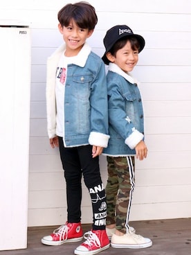 「アイテム（デニムジャケット）」を使った、ANAP KIDS Officialさん（キッズ・110cm）の秋コーディネート