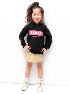「アイテム（パーカー）」を使った、ANAP KIDS Officialさん（キッズ・110cm）の秋コーディネート