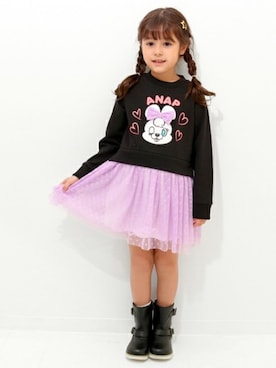 「アイテム（ワンピース/ドレス）」を使った、ANAP KIDS Officialさん（キッズ・110cm）の秋コーディネート