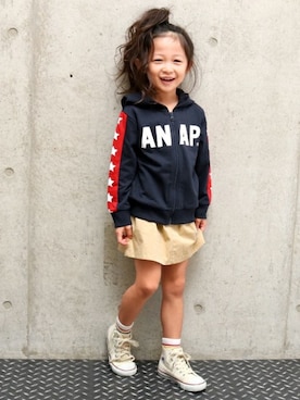 「アイテム（パーカー）」を使った、ANAP KIDS Officialさん（キッズ・110cm）の秋コーディネート