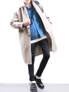 「アイテム（ステンカラーコート）」を使った、ぼーんさん（メンズ・178cm・20代）の春コーディネート