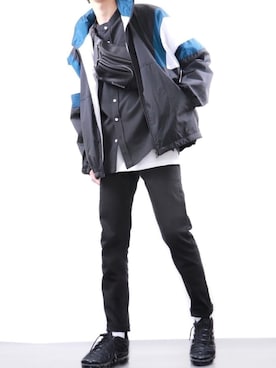 「zozoデニム」｜「アイテム（ナイロンジャケット）」を使った、ぼーんさん（メンズ・178cm）の春コーディネート