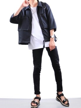 「ステッチ」｜「アイテム（その他アウター）」を使った、ぼーんさん（メンズ・178cm）の夏コーディネート