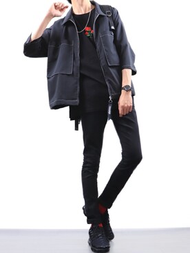「ステッチ」｜「アイテム（その他アウター）」を使った、ぼーんさん（メンズ・178cm）の夏コーディネート