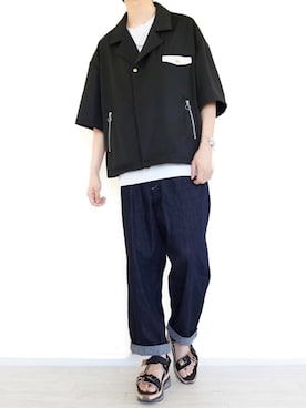 「UNITED TOKYO（ユナイテッドトウキョウ）のエアマルチソールサンダル（サンダル）」を使った、ぼーんさん（メンズ・178cm）の夏コーディネート