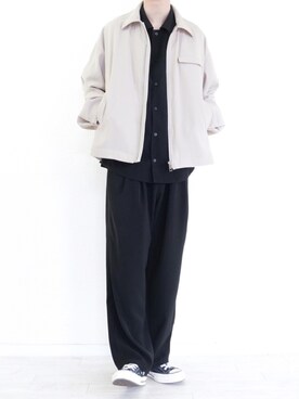 「オフホワイト」｜「アイテム（ブルゾン）」を使った、ぼーんさん（メンズ・178cm）の春コーディネート