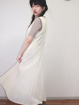 「a.g.plus（エージープラス）のアイテム（ワンピース/ドレス）」を使った、タカハシミリンさん（レディース・156cm）の秋コーディネート