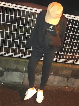 「※ALPHA（アルファ）のアイテム（キャップ）」を使った、Picoさん（レディース・148cm）の秋コーディネート