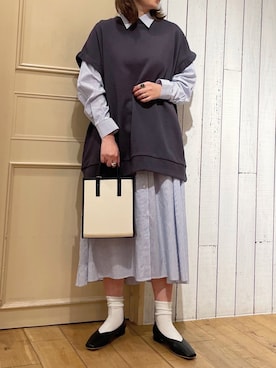 「Aラインワンピース」｜「アイテム（スウェット）」を使った、\seedoo/さん（レディース・162cm）の冬コーディネート