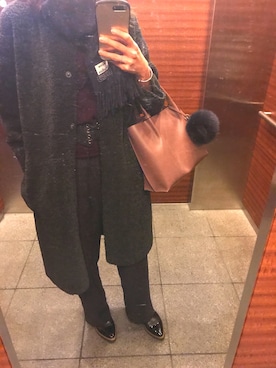 「Rouge vif（ルージュヴィフ）のアイテム（ノーカラージャケット）」を使った、みさんさん（レディース・165cm）の冬コーディネート