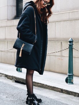 「SAINT LAURENT PARIS（サンローランパリ）のアイテム」を使った、Akaneさん（レディース・163cm）の冬コーディネート