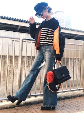 「G.V.G.V.（ジーヴィージーヴィー）のアイテム（ジャケット/アウター）」を使った、Akaneさん（レディース・163cm）の冬コーディネート