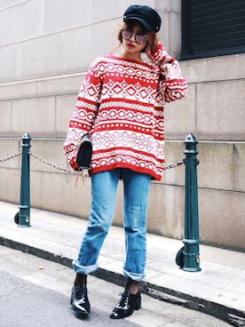 「Jeffrey Campbell（ジェフリーキャンベル）のアイテム（シューズ）」を使った、Akaneさん（レディース・163cm）の冬コーディネート