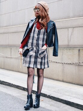 「SAINT LAURENT PARIS（サンローランパリ）のアイテム」を使った、Akaneさん（レディース・163cm）の冬コーディネート