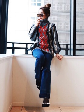 「SAINT LAURENT PARIS（サンローランパリ）のアイテム」を使った、Akaneさん（レディース・163cm）の冬コーディネート
