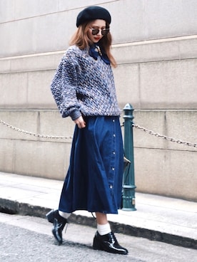 「Jeffrey Campbell（ジェフリーキャンベル）のアイテム（シューズ）」を使った、Akaneさん（レディース・163cm）の冬コーディネート