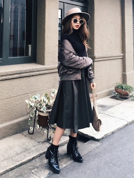「NINE（ナイン）のアイテム」を使った、Akaneさん（レディース・163cm）の冬コーディネート