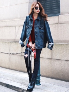 「chanel」｜「アイテム（デニムジャケット）」を使った、Akaneさん（レディース・163cm）の春コーディネート