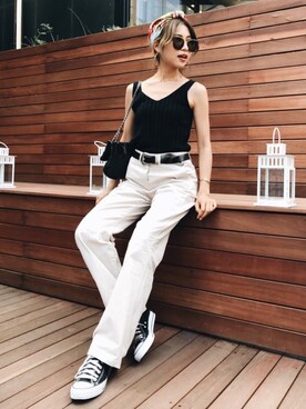 「GRL（グレイル）のアイテム（ピアス（両耳用））」を使った、Akaneさん（レディース・163cm）の夏コーディネート