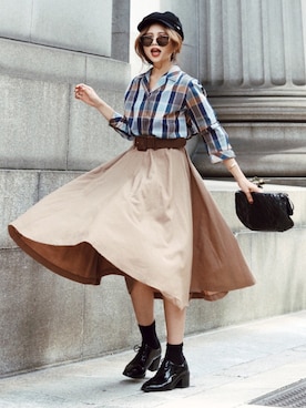 「Jeffrey Campbell（ジェフリーキャンベル）のアイテム（シューズ）」を使った、Akaneさん（レディース・163cm）の秋コーディネート