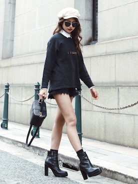 「FENDI」｜「アイテム（スウェット）」を使った、Akaneさん（レディース・163cm）の秋コーディネート
