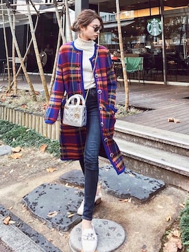 「Yves Saint Laurent（イヴサンローラン）のアイテム（ジャケット/アウター）」を使った、Akaneさん（レディース・163cm）の冬コーディネート