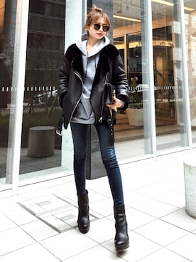 「ZARA（ザラ）のアイテム（その他アウター）」を使った、Akaneさん（レディース・163cm）の冬コーディネート