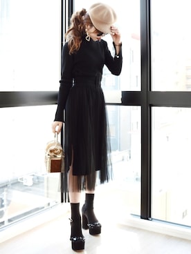 「MARC JACOBS（マークジェイコブス）のアイテム（サンダル）」を使った、Akaneさん（レディース・163cm）の冬コーディネート