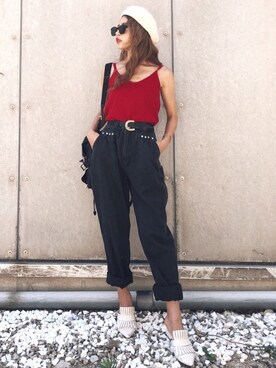 「madder vintage」｜「アイテム（ハンチング/ベレー帽）」を使った、Akaneさん（レディース・163cm）の夏コーディネート