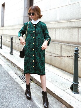 Yves Saint Laurent イヴサンローラン のワンピース ドレス グリーン系 を使った人気ファッションコーディネート Wear